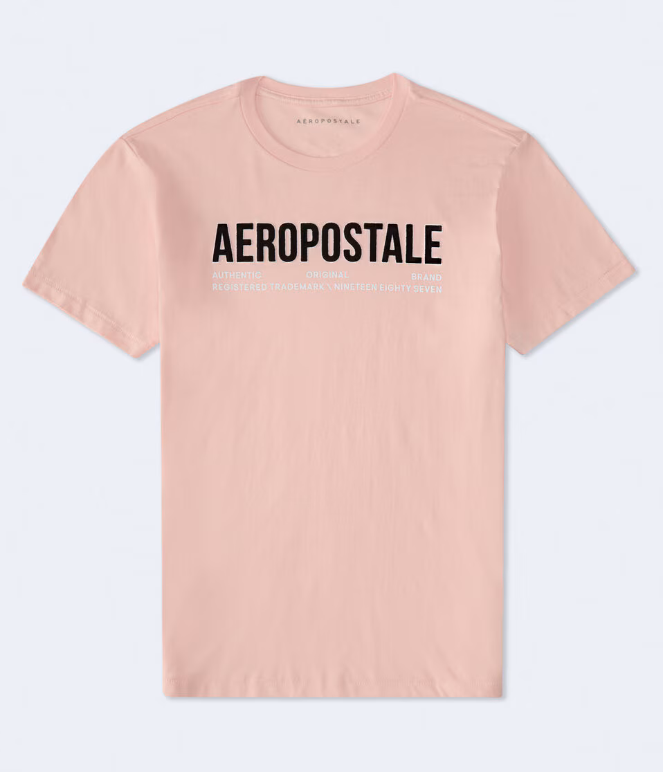 Aeropostale Authentic Logo Flocked Graphic Tee