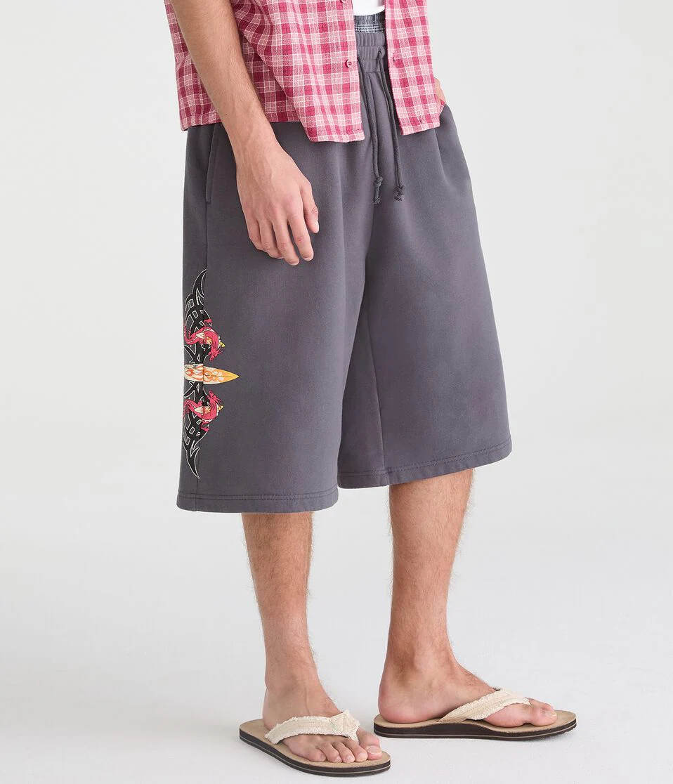 Quiksilver Dragon Tattoo Super Baggy Fleece Shorts