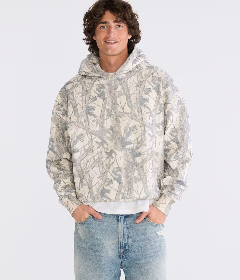 Cloud Soft Forest Camo Boxy Pullover Hoodie